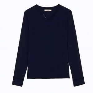 ZADIG & VOLTAIRE TUNISIEN SLEEVE T-SHIRT NOIR BLACK SIZE XS
